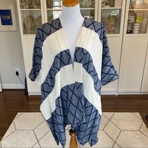 Tory Burch Ryder Poncho Style Cardigan in Navy and Cream in size M/L